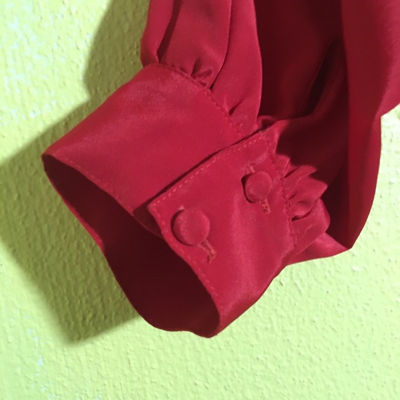 Minali Red Sheer Pleated Feminine Blouse S 12 - Picture 6 of 7